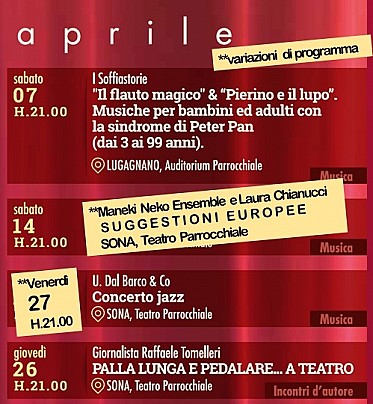 programma del mese di aprile 2018 - VARIAZIONE DATE .