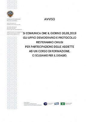 Comunicazione chiusura ufficio