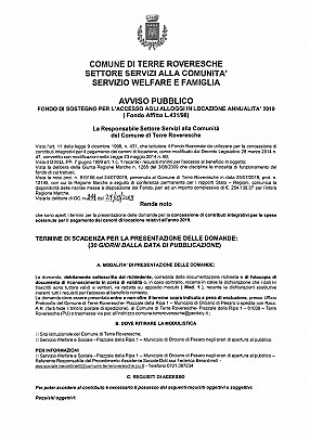 FONDO DI SOSTEGNO ALLOGGI IN LOCAZIONE 2019-1