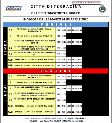 orari Cotri dal 16.03.2020