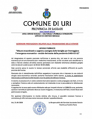 21.04.2020 ULTERIORI PRECISAZIONI RELATIVE ALLA TRASMISSIONE DELLE ISTANZE_page-0001