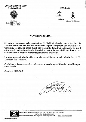 avviso interruzione acqua
