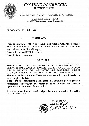 ordinanza non potabilit