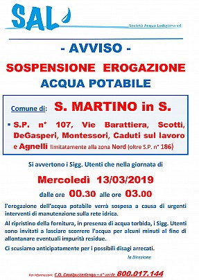 S.MARTINO IN S. - sospensione x lavori - 13 Marzo