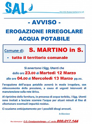 S.MARTINO IN S. - erogaz. irregolare x lavori - 13 Marzo