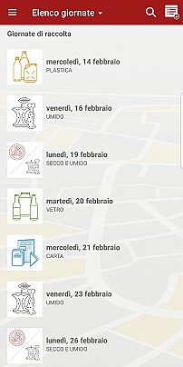 Vista date mensili raccolta differenziata